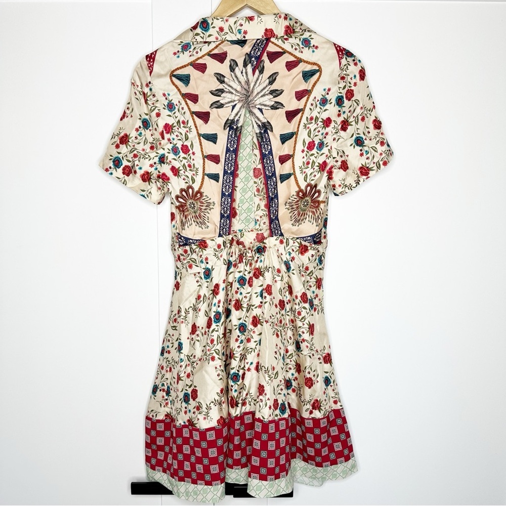 Sandro Ayeon Floral-Print Cutout Mini Dress US 6 FR 38 short sleeve A-line silk - Picture 8 of 16